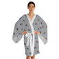 Long Sleeve Kimono Robe (AOP) Gry/Wht