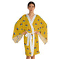 Long Sleeve Kimono Robe (AOP) Golden/Wht