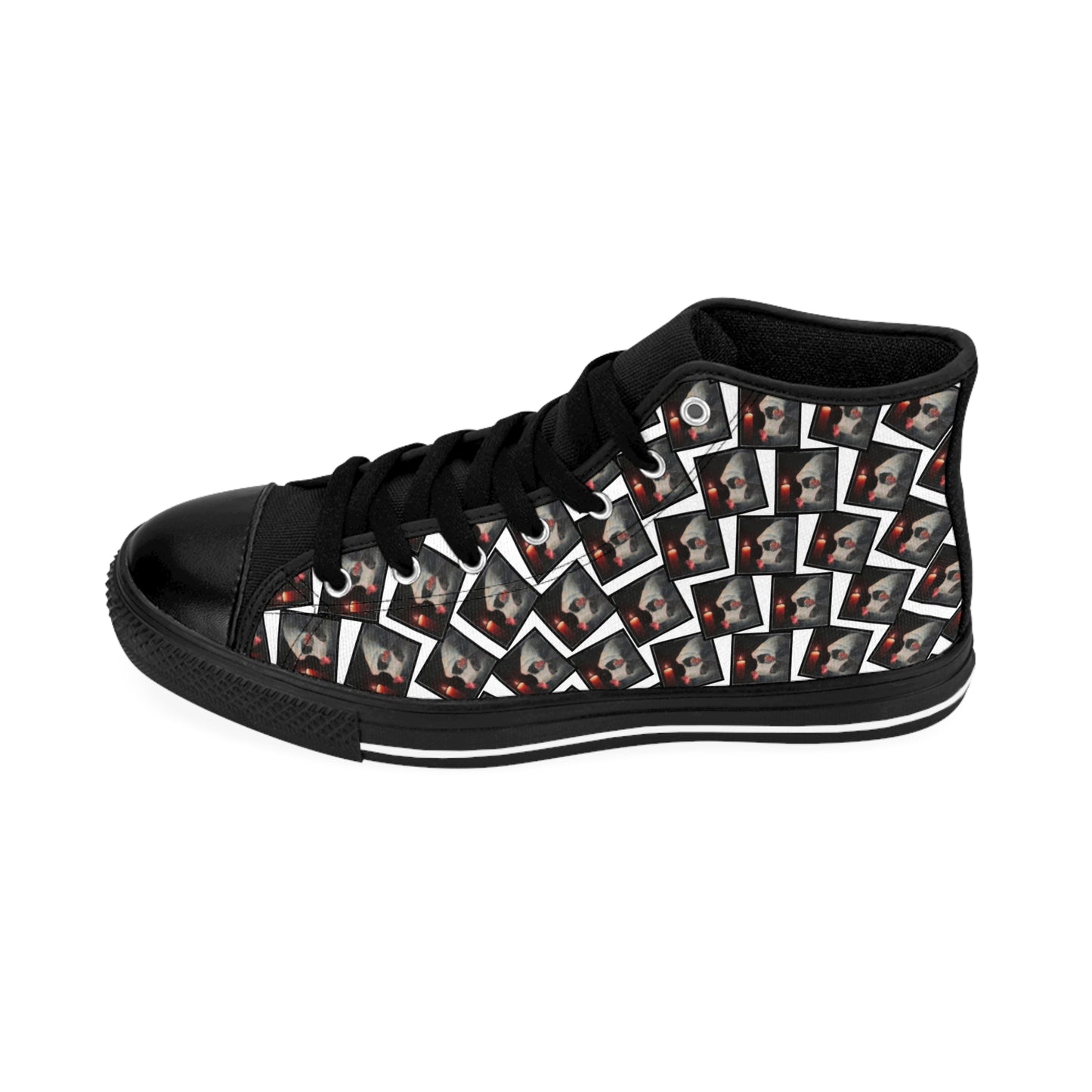 Women's Hi-Top Pattern Sneaker Blk/Wht