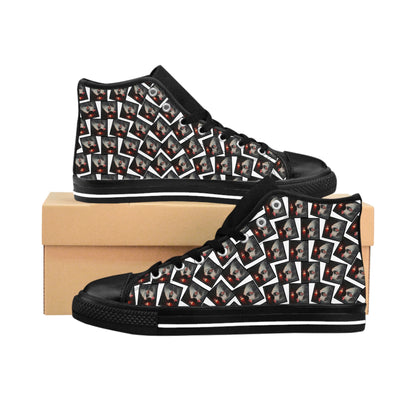 Women's Hi-Top Pattern Sneaker Blk/Wht