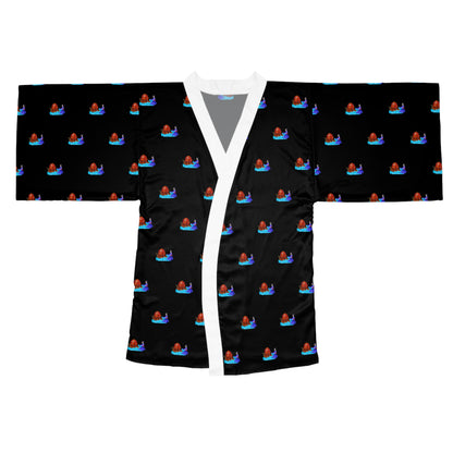 Long Sleeve Kimono Robe (AOP) Blk/Wht