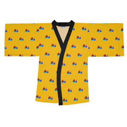 Long Sleeve Kimono Robe (AOP) Golden/Blk