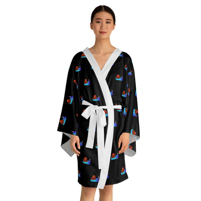 Long Sleeve Kimono Robe (AOP) Blk/Wht